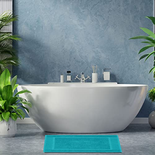 White Classic Luxury Bath Mat Floor Towel Set - Absorbent Cotton Hotel Spa Shower/Bathtub Mats [Not a Bathroom Rug] 22"x34" | 2 Pack | Aqua - color: 12: Aqua