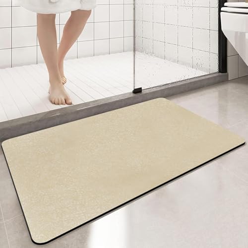 Diatomaceous Earth Bath mat Bathroom Rugs Super Absorbent Quick Dry Non Slip Bath Mat Thin Bathroom Floor Mats Fit Under Door-Shower Rug for in Front of Bathtub Shower, Camel, 15.7"x35.4" - color: Camel, size: 15.7"x35.4"
