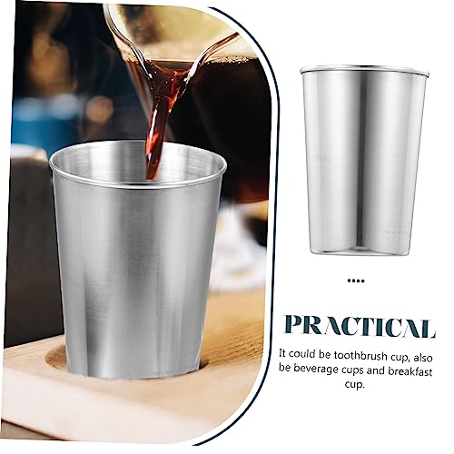 SHOWERORO Stainless Steel Water Tumbler Cup for Drinks and Mouthwash Silver Multi-use Beverage Cup Easy to Clean for Home and Travel