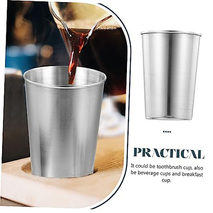 SHOWERORO Stainless Steel Water Tumbler Cup for Drinks and Mouthwash Silver Multi-use Beverage Cup Easy to Clean for Home and Travel