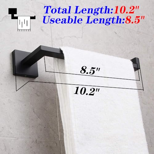 GERZWY Modern Black Towel Holder SUS304 Stainless Steel Towel Hanger Towel Ring for Bathroom Lavatory Wall Mount Contemporary Style IG1806-BK - color: Black