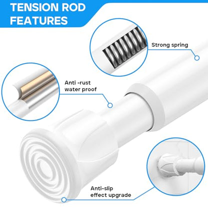 Spring Tension Curtain Rod 18-28 Inch, 2 Pack Tension Rods, White | No Drill, PVC Anti-Slip Caps, Rust Resistant, Stylish, Cost Effective, Fits Window Kitchen Curtain Doorway Bathroom Closet - color: White, size: 18-28 inch-2Pack