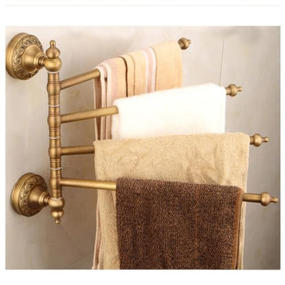 ZHOUXIAO All Brass Swing Out Towel Bar Holder Wall-Mounted/Gold Swivel Towel Rack Hanger Organizer for Bathroom,Kitchen,Brushed Towel Bar Folding Arm Swivel Hanger Bathroom S A