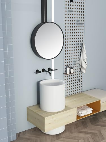 RBROHANT Matte Black Wall Mount Bathroom Faucet, Wall Mounted Sink Faucet, Dual Handle, Solid Brass, Rough-in Valve Included - color: Matte Black, style: Lever Handle