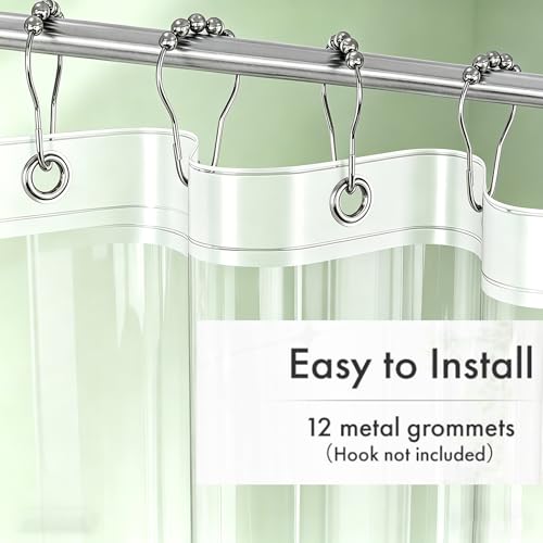 10G Heavy Duty Shower Curtain Liner 76 Inches Long, 100% EVA Vinyl 71 x 76 Longer Bathroom Shower Liner with 3 Large Magnets and 12 Grommet Holes, Weighted Clear Plastic Waterproof Shower Liner - size: 71"W x 76"L (Pack of 1)