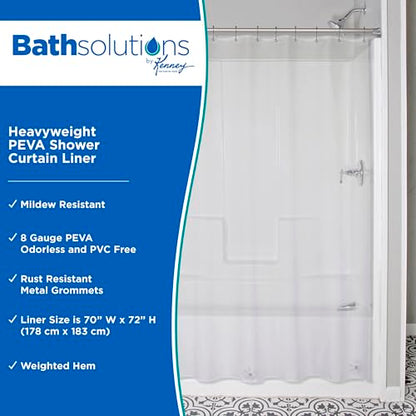 Kenney KN61455 Heavyweight 8 Gauge Waterproof PEVA Shower Curtain Liner with Rust-Resistant Metal Grommets and Weighted Magnetic Hem for Bathroom, 70" W x 72" H, Clear - color: Clear, size: 70.9"W x 72.1"L (Pack of 1)