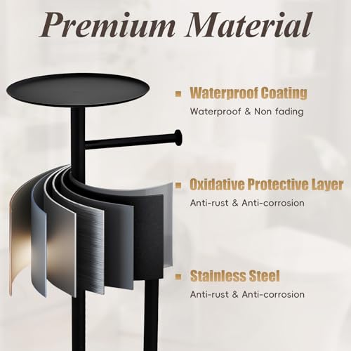 SHUNLI Toilet Paper Holder Stand - Modern Freestanding Toilet Paper Roll Holder with Storage Reserve, Toilet Tissue Paper Roll for Bathroom, SUS304 Stainless Steel (Black) - color: Black