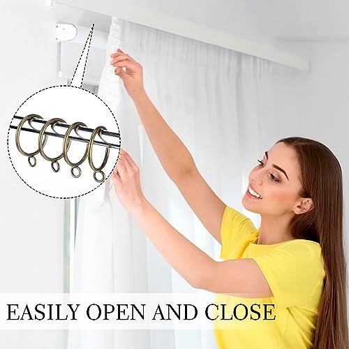 Maitys 100 Pcs Metal Curtain Rings with Eyelet 1.5-inch Inner Diameter Eyelet Curtain Rings for Drapery Clips Hooks for Sliding Window Bathroom Door Shower Rod (Bronze) - color: Bronze