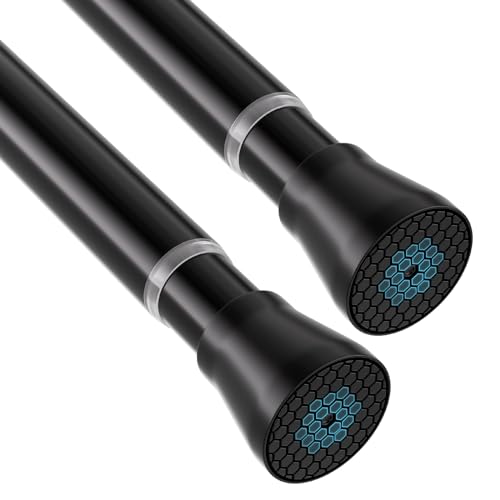 Spring Tension Rod Shower Curtain Rod 30 to 64 Inches 2PCS, Black Expandable Tension Rods for Window Wardrobe Doorway Kitchen - color: Black, size: 30-64 inch 2pcs