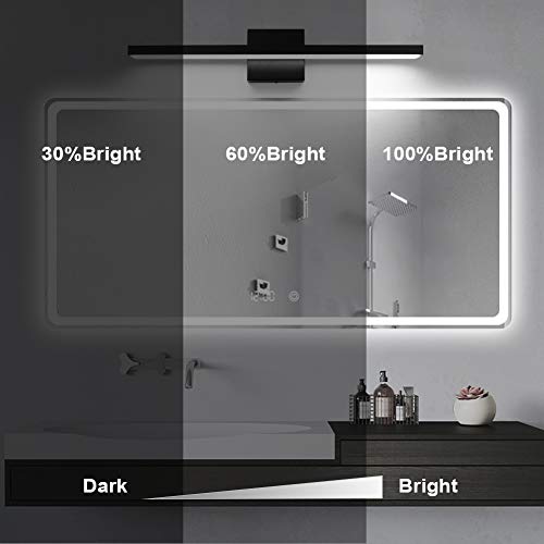 Ralbay 24 inch Dimmable Black LED Modern Vanity Light 24W Frosted Aluminum for Bathroom Vanity Lighting Fixtures Cool White 6000K - color: Black-Dimmable, size: 24 inch