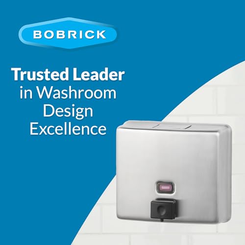 Bobrick Wall-Mounted Liquid Soap Dispenser, Satin-Finish Stainless Steel, 40 fl-oz Capacity, Vandal-Resistant Design with Refill Indicator Window, Top Fill Commercial Bathroom Accessory (Model B-4112) - size: 3.31"L x 7"W x 6.13"H, style: B-4112