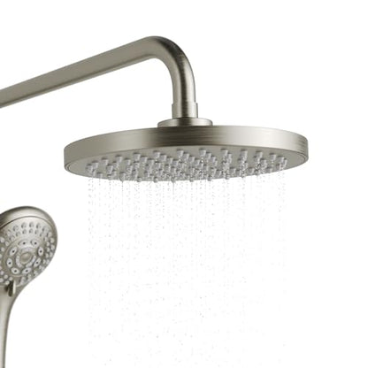 Lanikai Rain Shower Head with Handheld Spray Combo - 1028-BN-1.8GPM, Brushed Nickel - 8" Rain Showerhead with Handheld Sprayer, 3 Spray Jets, 5-Function Rainfall Shower Head with Hose, 1.8 GPM - color: Brushed Nickel, size: 1.8 GPM