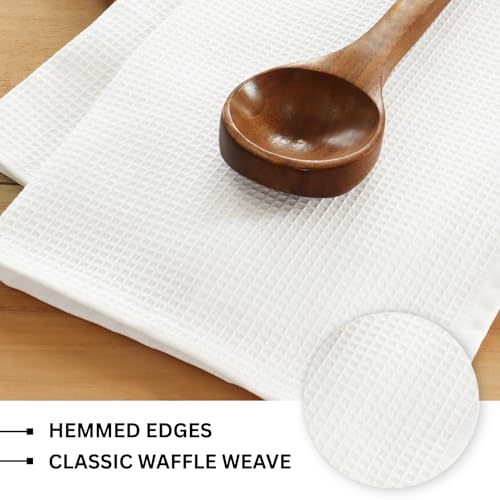 Waffle Weave Kitchen Towel, 100% Cotton - 15x25 Inches with Hanging Loop, Ultra Soft Absorbent Quick Drying Dish Cloth, Tea and Hand Towels, 4 Pack - Spring Easter Summer - White - color: White, size: 15 x 25 - 4 Pack