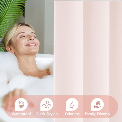 Seenus Waterproof Soft Microfiber Shower Curtain TPU Backed Lightweight, 72 x 78 Inch Extra Long Baby Pink Shower Curtain Liner with 2 Large Magnets, 2 in 1 Washable Fabric Bathroom Shower Curtain - color: Baby Pink, size: 72"W x 78"L (Pack of 1)