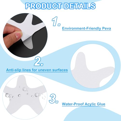 PATIKIL Bathtub Non Slip Stickers 3.86x3.86 Inch, 6 Pack Starfish Safety Shower Floor Anti Slip Stickers with Adhesive Decals Scraper for Bath Tub Shower Floor Stair, Clear - color: Clear