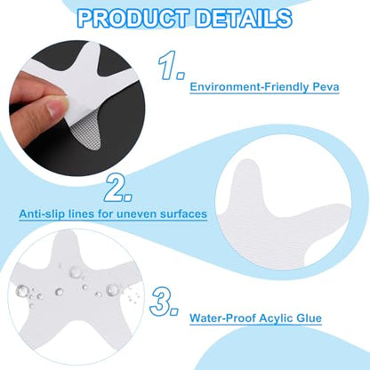 PATIKIL Bathtub Non Slip Stickers 3.86x3.86 Inch, 6 Pack Starfish Safety Shower Floor Anti Slip Stickers with Adhesive Decals Scraper for Bath Tub Shower Floor Stair, Clear - color: Clear