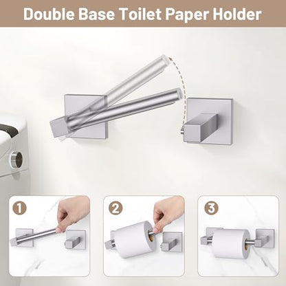 Towel Ring Set 4 Piece Bathroom Hardware Set Includes Towel Ring 2 Towel Hooks and Toilet Paper Holder Stainless Steel Wall Mounted (Brushed Nickel) - color: Brushed Nickel, size: Set D