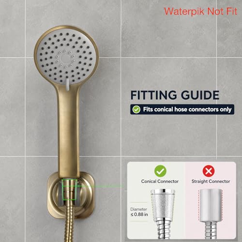 Handle held Shower Head Holder Wall Mount -Adjustable in 5 Positions - Dual Mount Option (Screw/Adhesive) - Brushed Gold - color: Brushed Gold