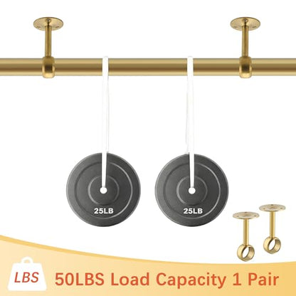 Alise Curtain Rod Holder Bracket 1''Dia,Closet Rod Holders Wall Mount,4 Pcs | Ceiling Mounted Curtain Rod Flange Brackets,Ceiling Curtain Rods Brackets,for Bathroom Curtain,Stainless Steel,Gold Finish - color: Golden Finish, size: 25mm/1-Inch Dia.