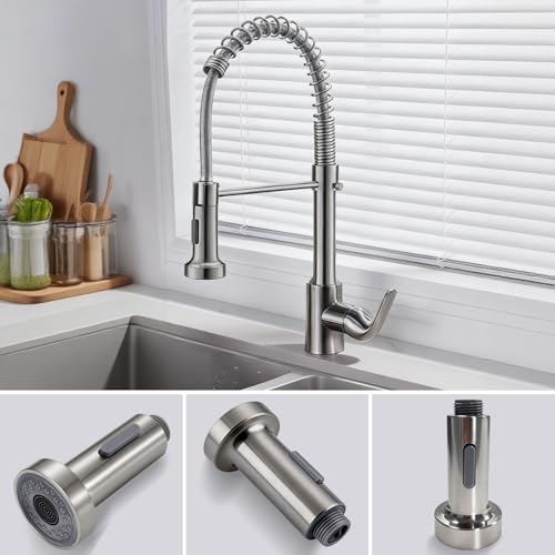 Kitchen Faucet Head Replacement with 2 Modes, Pull Down Spray Head for Kitchen Faucet, Kitchen Sink Sprayer Replacement Compatible with Moen, American Standard, Kohler Faucets - color: Brushed-2