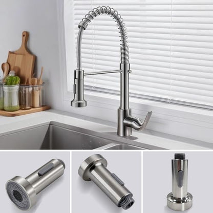 Kitchen Faucet Head Replacement with 2 Modes, Pull Down Spray Head for Kitchen Faucet, Kitchen Sink Sprayer Replacement Compatible with Moen, American Standard, Kohler Faucets - color: Brushed-2