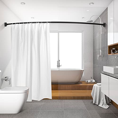 Curved Shower Curtain Rod, 42-72 inches Adjustable Curved Shower Rod, RustProof Curved Shower Rods for Bathroom, Bathtub, Premium Stainless Steel, Need to Drill, Black - color: Black, size: 42-72 Inches