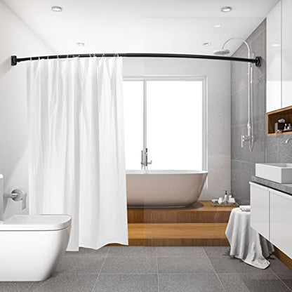Curved Shower Curtain Rod, 42-72 inches Adjustable Curved Shower Rod, RustProof Curved Shower Rods for Bathroom, Bathtub, Premium Stainless Steel, Need to Drill, Black - color: Black, size: 42-72 Inches