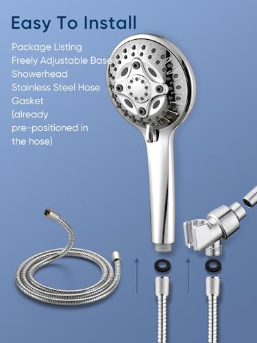 12 Inch Rain Shower Head - High Pressure Shower Head, Dual Shower Heads with 8 Modes Handheld Spray Combo - Upgrade Extension Arm Height Adjustable, Chrome