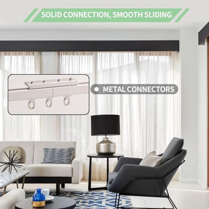 Ceiling Curtain Track, 3ft to 6ft Adjustable Curtain Track Ceiling/Wall Mount, Heavy Duty Aluminum Curtain Track Rods with Roller Hooks - Curtain Rail System for Grommet/Pleated Drape, White - color: White, size: 3ft-6ft