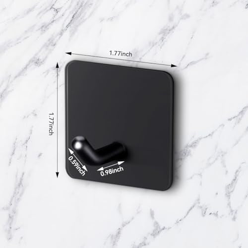 4 Pcs Stainless Steel Adhesive Hooks, Heavy Duty Waterproof Wall Hooks for Hanging Hat,Towel Robe Hook Rack WallMount- Bathroom and Bedroom (Square Black) - color: Black, size: Square