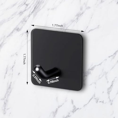 4 Pcs Stainless Steel Adhesive Hooks, Heavy Duty Waterproof Wall Hooks for Hanging Hat,Towel Robe Hook Rack WallMount- Bathroom and Bedroom (Square Black) - color: Black, size: Square