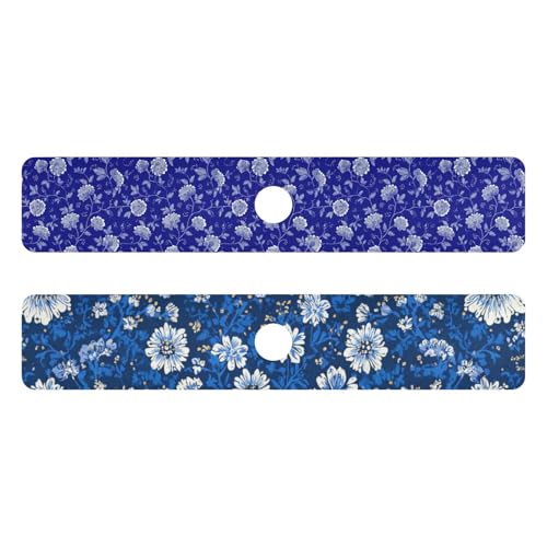 Blue and White Leaf Flower with Borders Kitchen Sink Splash Guard Sink Faucet Mat Faucet Handle Drip Catcher Drain Mats for Kitchen Bathroom Countertop Absorbent - color: Blue and White Leaf Flower with Borders, size: 30x5.4in x2