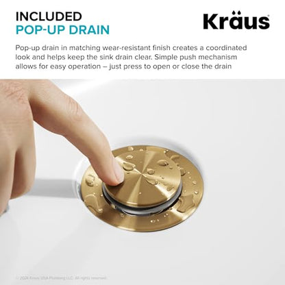 KRAUS Indy Bathroom Faucet for Vessel Sink in Spot-Free Brushed Brass with Single Handle, Pop Up Drain and Supply Lines, KVF-1410SFBB - color: Spot Free Brushed Brass, style: Vessel
