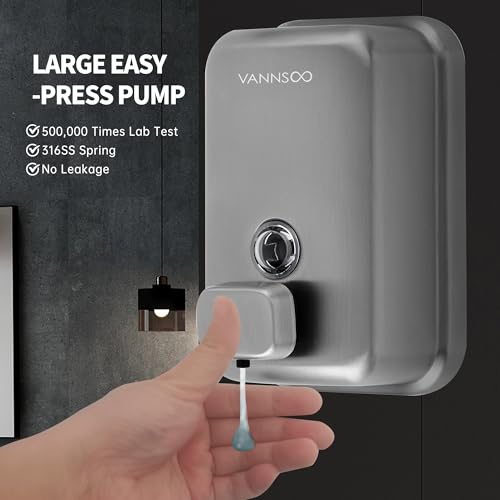 Commercial Soap Dispenser Wall Mount Bathroom, 20 fl.oz. | Liquid Brushed Stainless Steel Hand Sanitizer Dispenser - size: 20 fl.oz.