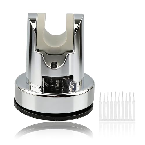 Shower Head Holder, No Drill Strong Suction Cup Shower Head Bracket, Adjustable Height & Angle Wall Mount for Handheld Showerhead, Reusable Tool-Free