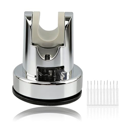 Shower Head Holder, No Drill Strong Suction Cup Shower Head Bracket, Adjustable Height & Angle Wall Mount for Handheld Showerhead, Reusable Tool-Free