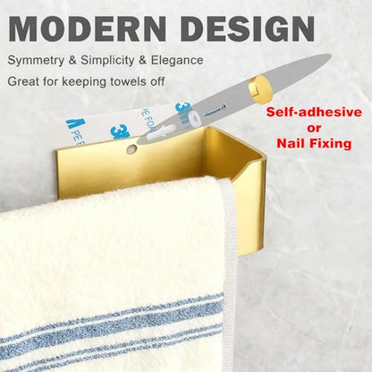 Self Adhesive Hand Towel Holder/Towel Ring,Stainless Steel Hand Towel Bar Rustproof Stick on Wall-Towel Rack for Bathroom/Kitchen (1, Brushed Gold, 9 Inch) - color: Brushed Gold