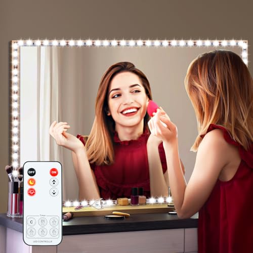 LED Vanity Mirror Lights for Makeup Dressing Table Vanity Set 13ft Flexible LED Light Strip Kit 6000K Daylight White with Dimmer and Power Supply, DIY Mirror, Mirror not Included | 13ft Flexible Vanity Set 13ft Flexible LED Light Strip Kit, Dimmer and Pow