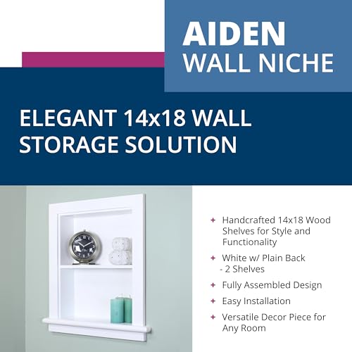 14x18 Aiden Recessed Wall Niche Medicine Cabinet Replacement, in The Wall Bathroom Cabinet Insert Shelf/Shelves, Made in North America, Real Wood, NO MDF, Plain, White - color: White, size: 14x18