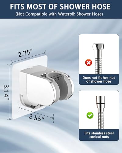Handheld Shower Head Holder Super Strong Adhesive No Drill Adjustable Wall Mount for Hand Held Wand, Ideal for Kids, Elderly, and Short Users (Chrome) - color: Chrome