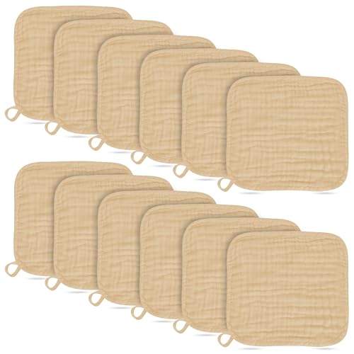 Baby Washcloths -100% Cotton Muslin Soft Baby Bath Wash Cloths and Absorbent Baby Wipes for Newborns Kids Girls and Boys - 12 Pack, 12x12 Inches - Brown - color: Brown, size: 12x12 Inch (Pack of 12)