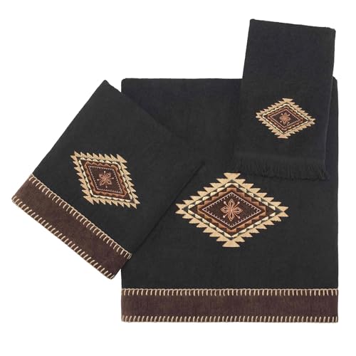 Avanti Linens 17722BLK Mojave Hand Towel, Black, 28.00" x 16.00" - color: Black, size: Hand Towel