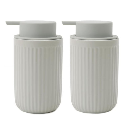BosilunLife Foaming Soap Dispenser Set-Grey Ceramic FoamSoap Dispenser | 12oz with Rust Proof Pump, Easy Pressing, Refillable for Kitchen, Bathroom - 2 Pack - color: Grey-foam Pump
