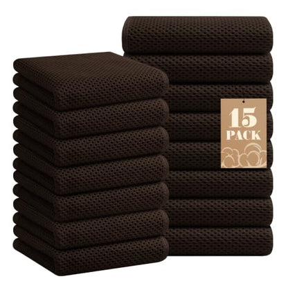 Homaxy 100% Cotton Waffle Weave Kitchen Towels, 15-Pack, Dark Brown | Ultra Soft Absorbent Dish Towels, Quick Drying Cleaning Towels, 13 x 28 Inches - color: Dark Brown, size: 13 x 28 - 15 Pack