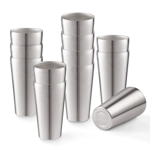 12 Pack 18.6 oz Stainless Steel Insulated Cup, Double Wall Vacuum Metal Cup, Reusable Camping Cups Unbreakable Indoor Outdoor for Party, Home, Office, BBQ, Silver - color: Silver, size: 12PC-18.6OZ