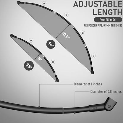Curved Shower Curtain Rod, Need to Drill, 35-76 inches Adjustable Curved Shower Rod Rustproof Shower Rod Round Shower Curtain Rod for Bathroom, Bathtub, Stall, Stainless Steel, Black - color: black