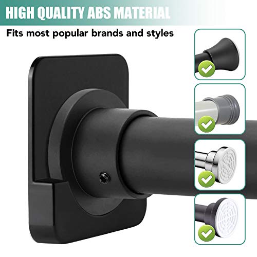 4 Pack Black Shower Curtain Rod Holder for Wall Mount | Adhesive Shower Rod Tension Retainer for Tile | No Drilling | Stick On | (Shower Curtain Rod Not Included) - color: Black 4-PACK