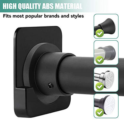 4 Pack Black Shower Curtain Rod Holder for Wall Mount | Adhesive Shower Rod Tension Retainer for Tile | No Drilling | Stick On | (Shower Curtain Rod Not Included) - color: Black 4-PACK
