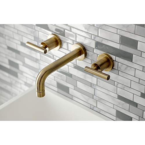 Kingston KS8123CML Wall Mount Bathroom Faucet, Antique Brass - color: Antique Brass