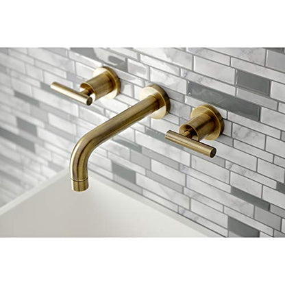 Kingston KS8123CML Wall Mount Bathroom Faucet, Antique Brass - color: Antique Brass